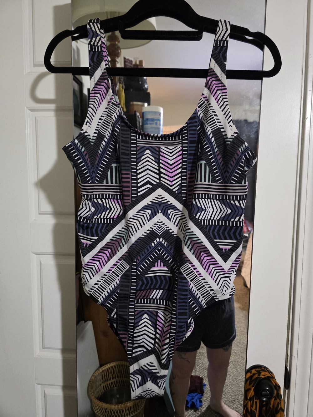 PINK Victoria's Secret Black, White & Pink Geometric Swimsuit